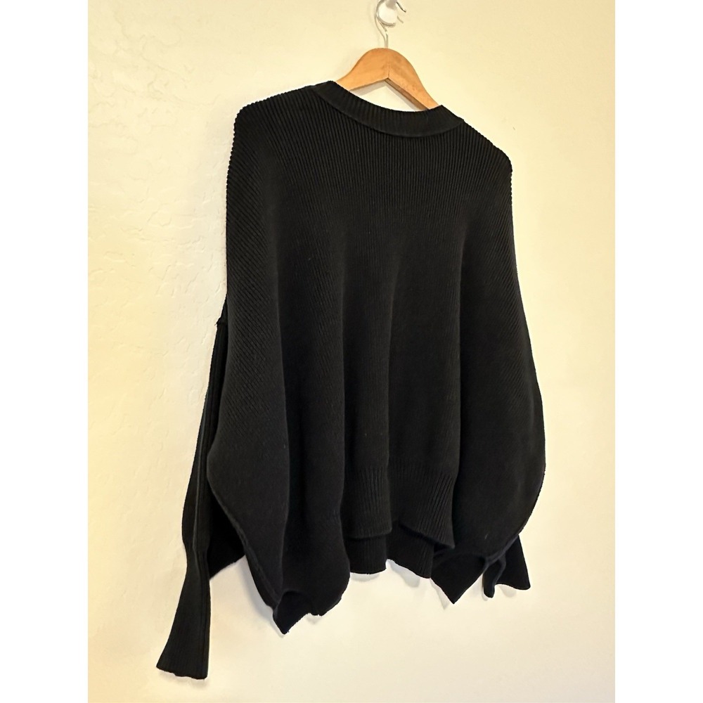 Free People Womens Easy Street Ribbed Knit Tunic Sweater Top M Black